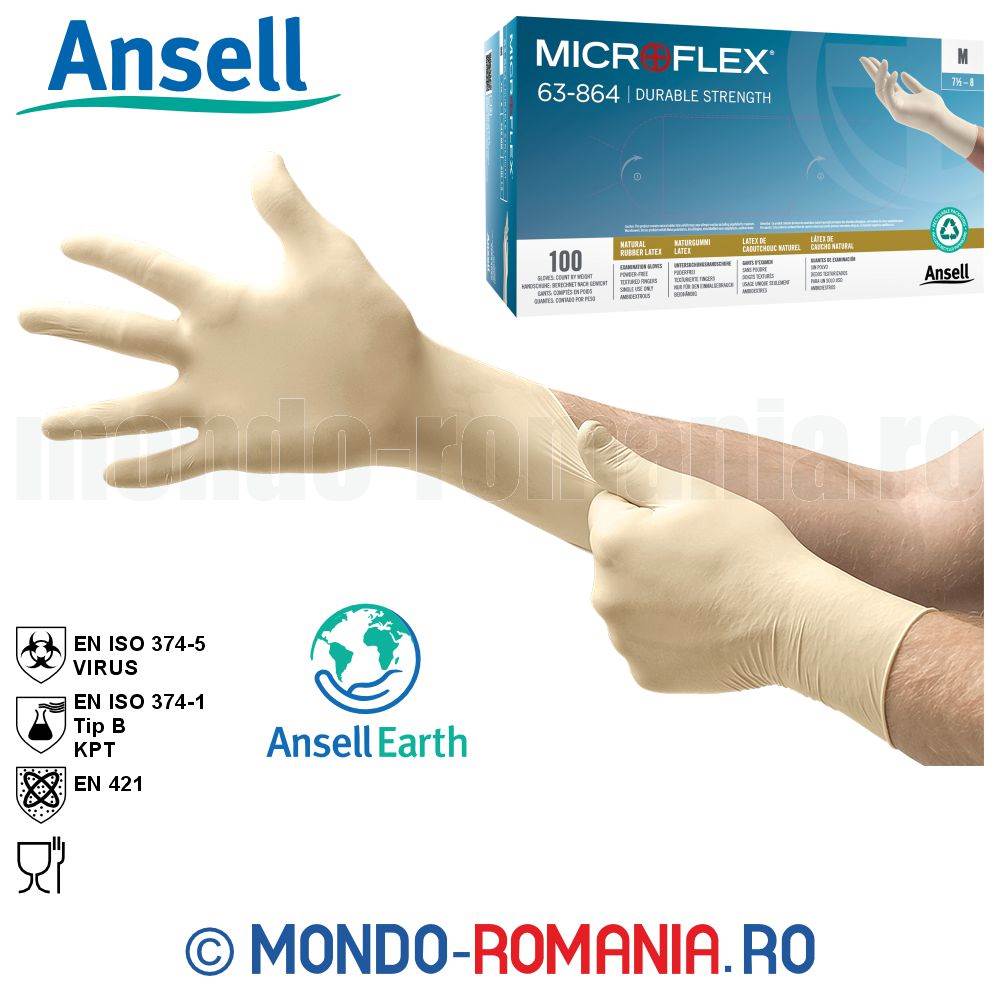 Manusi chirurgicale din latex natural - ANSELL MICROFLEX 63-864